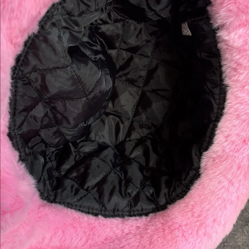 Ellas mustard yellow or bubble gum pink  faux fir look lined warm bucket hat